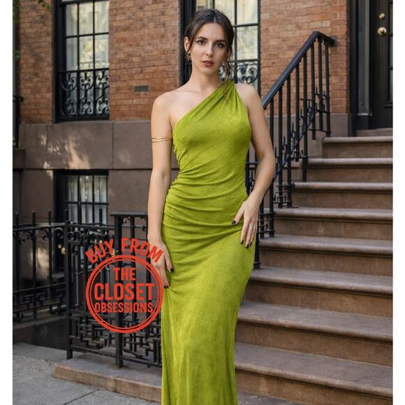 MANGO Twisted Strap Asymmetrical Green Midi Dress NWT - Picture 8 of 16